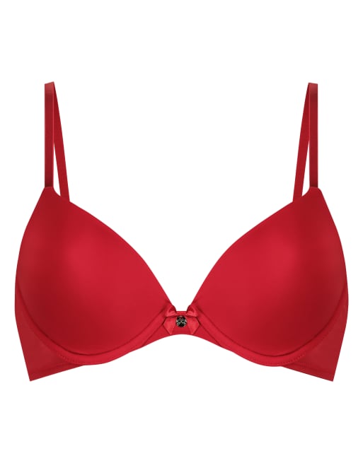 Hunkemoller Plunge padded underwired bra in red, 2 of 3