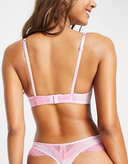 Hunkemoller POP lace and mesh non padded mono wire bra in pink