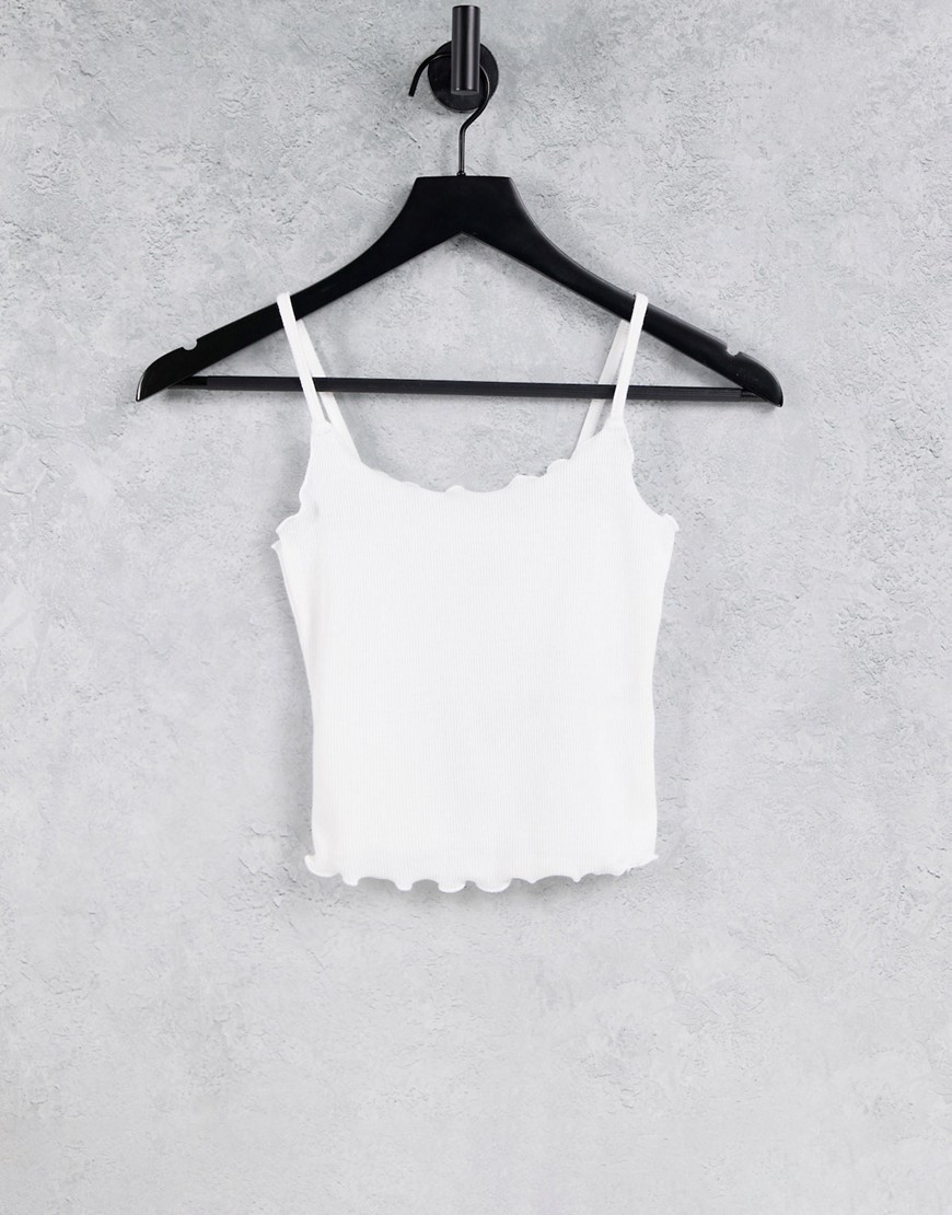 Hunkemoller POP recycled cotton rib racer cut top in white