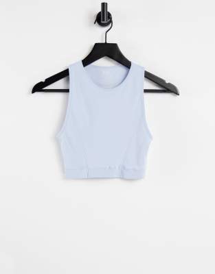 Hunkemoller Hunkemoller POP seamless crop top in dusty blue - MBLUE