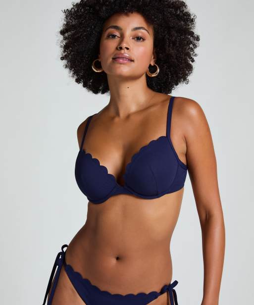 Hunkemöller - Push-up bikinitop met beugels en geschulpte rand in blauw