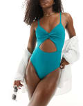 [Hunkemoller] Hunkemoller Relief twist swimsuit in teal-Green 12 Teal