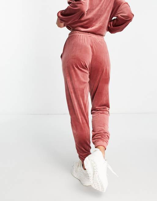 Hunkemoller ribbed velour trackies in rosewood, 3 of 4