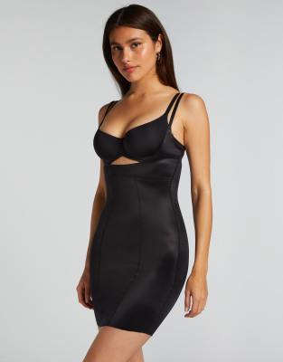 Hunkemöller - Robe sculptante en tissu imitation néoprène - Noir