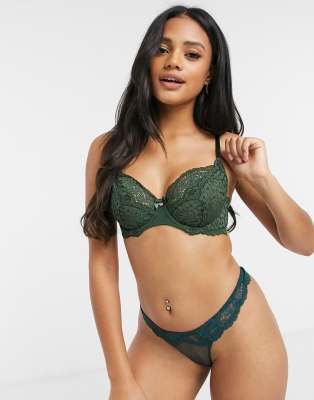 Hunkemoller Hunkemoller Rose lace non padded bra in green