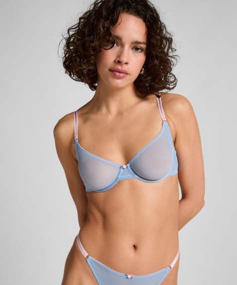 Hunkemöller – Roza – Unwattierter Bügel-BH in Blau - view 1