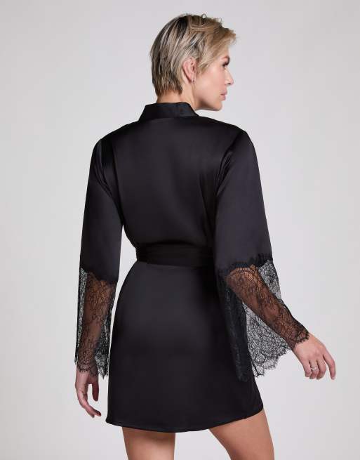 Hunkemöller - Satijnen kimono in zwart, 4 van 4