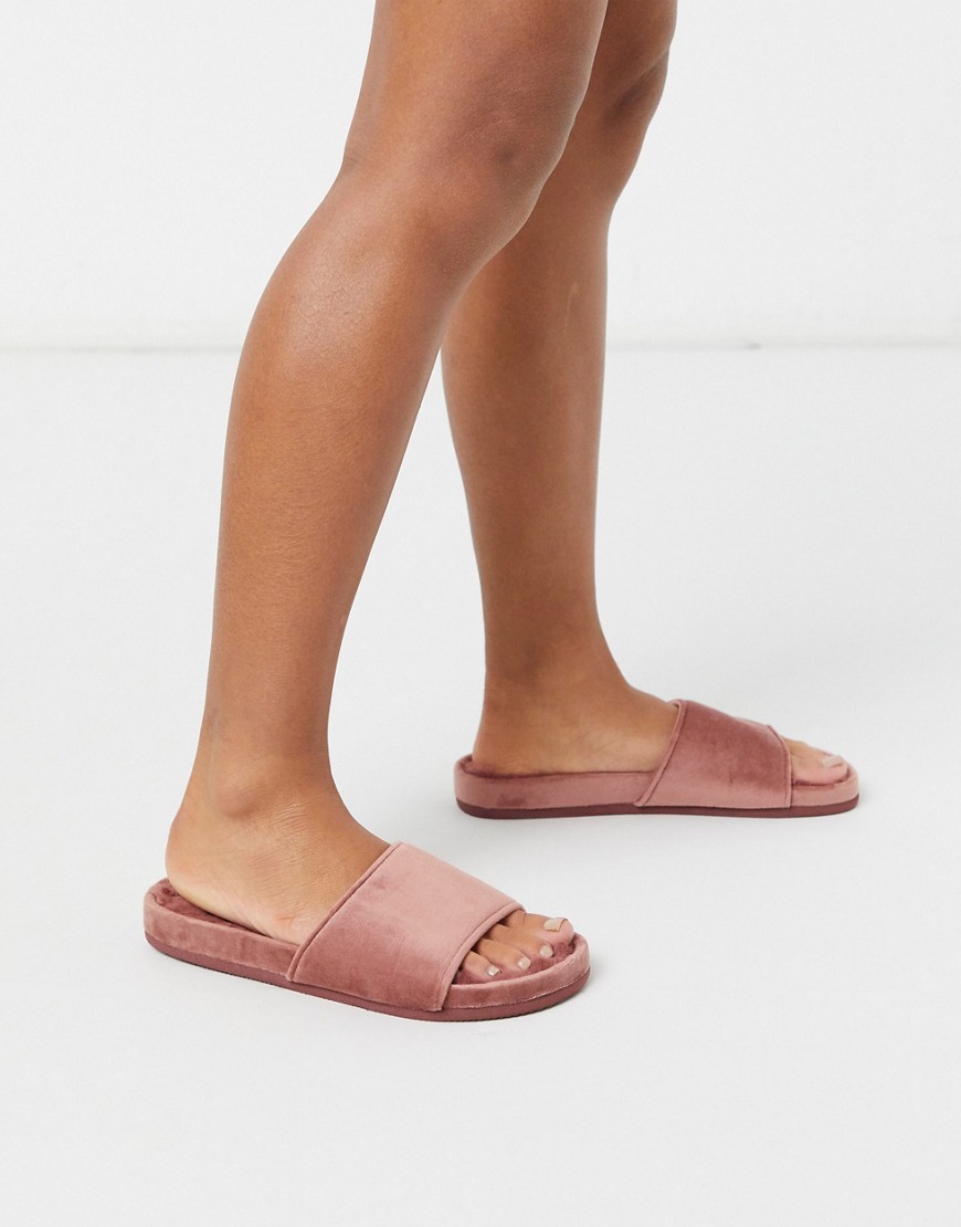 Hunkemoller - Scarpe a pantofola in velour rosa