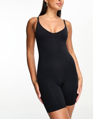 Hunkemoller seamless medium contouring thigh slimmer short bodysuit in  black