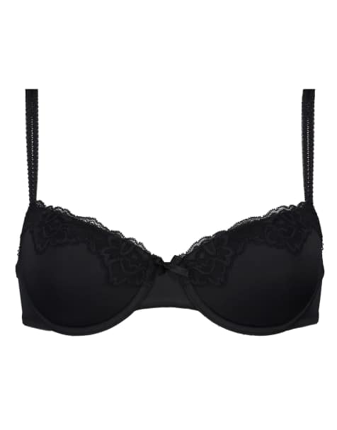 Hunkemoller Secret lace padded underwired bra in black - view 1