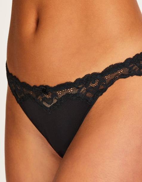 Hunkemöller – Secret – Spitzentanga in Schwarz - view 1