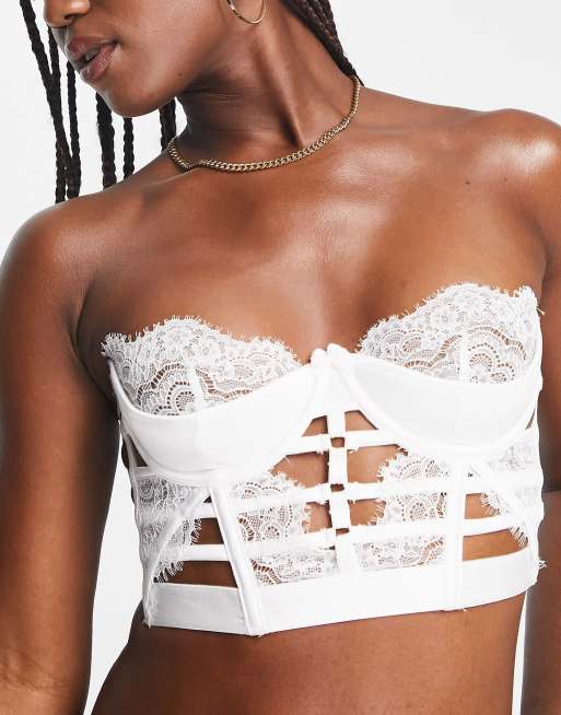 We Are We Wear broderie corset bra top in white