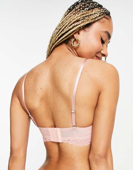 Hunkemoller – Shiloh – Wattierter Longline-BH aus Spitze in Rosa, 2 von 4