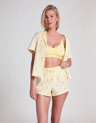 Hunkemöller - Shorts aus Baumwolle in Gelb