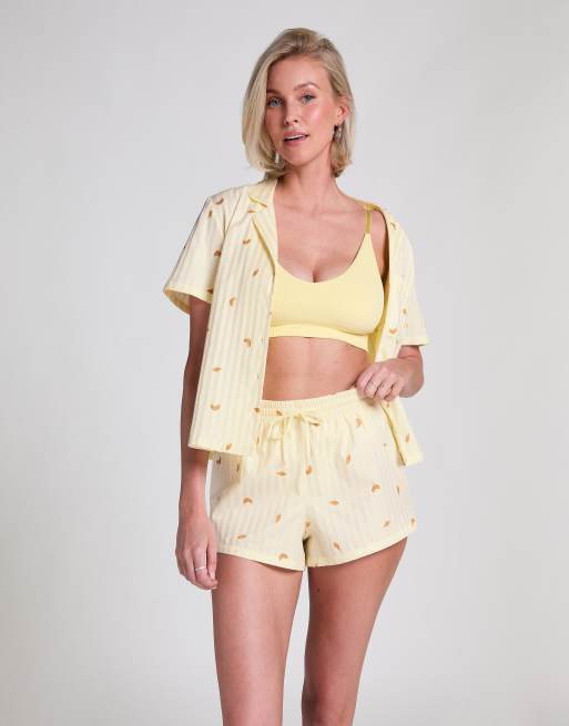 Hunkemöller – Shorts aus Baumwolle in Gelb