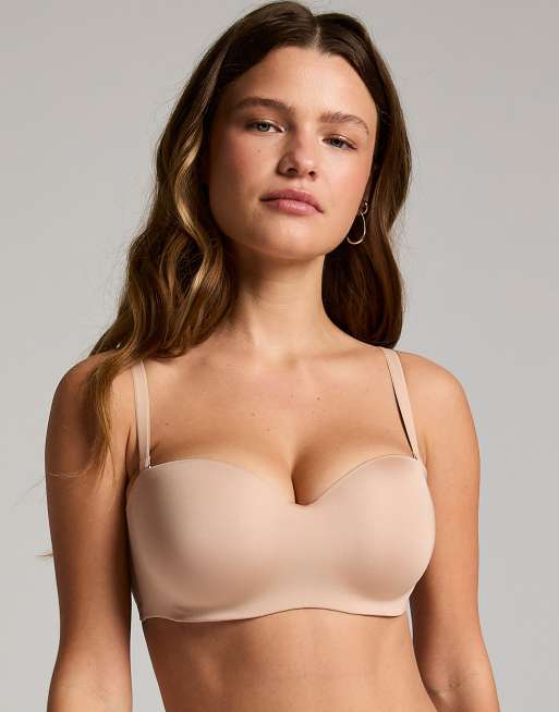Hunkemoller Smooth padded underwired strapless push-up bra in beige, 3 of 4
