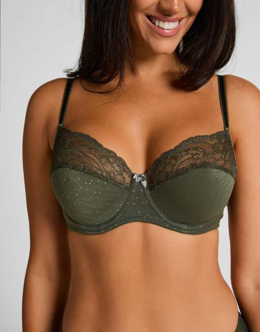 Hunkemoller Sophie non-padded underwired bra in green, 2 of 4
