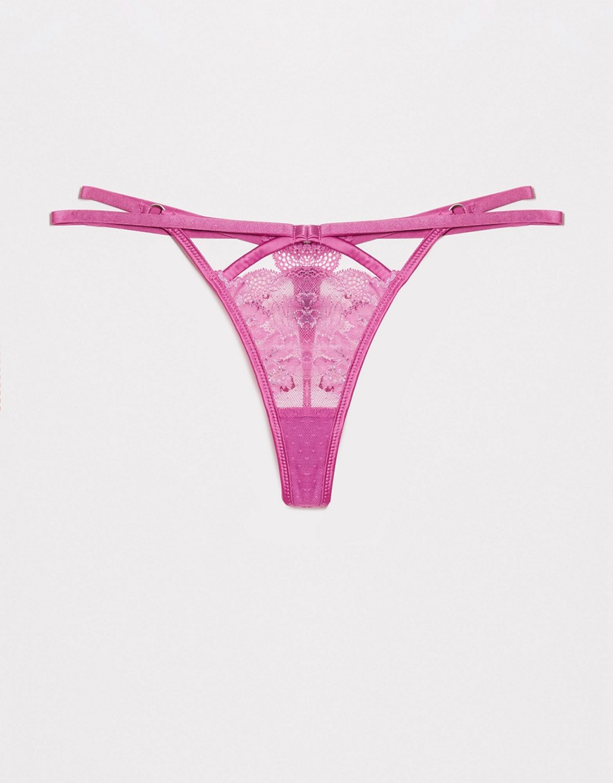 Hunkemoller Sosha strappy lace string thong in pink