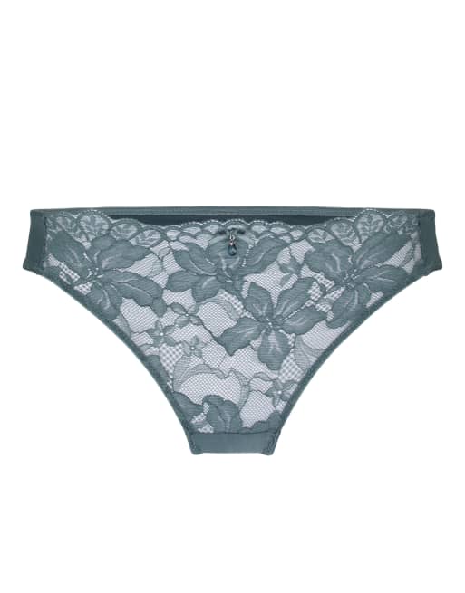 Hunkemoller string met hoge beenuitsnijding Viktoria in blauw, 4 van 5