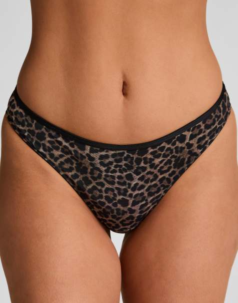 Hunkemoller - Tara - String échancré à imprimé léopard - Noir - view 1