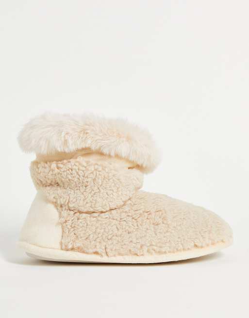 omringen veronderstellen Puno Hunkemoller teddy bootie slipper in oatmeal | ASOS