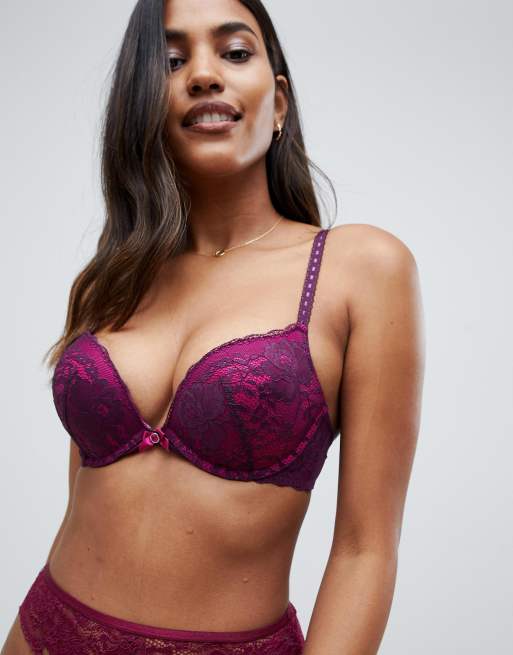 Hunkemoller - Theresa - Reggiseno push-up viola in pizzo