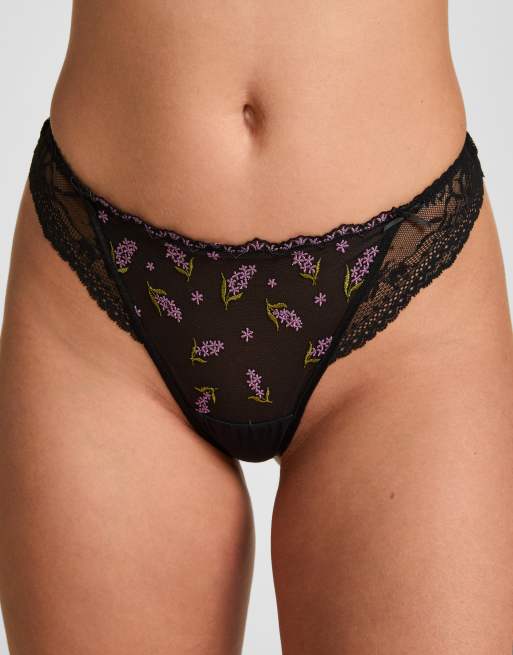 Hunkemoller Thong iris in black, 2 of 5