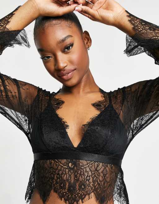 Hunkemöller - Top con dettagli in pizzo nero