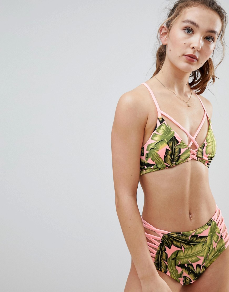 Hunkemöller – Urban Utility – Tropisk bikiniöverdel i trekantsmodell-Flerfärgad