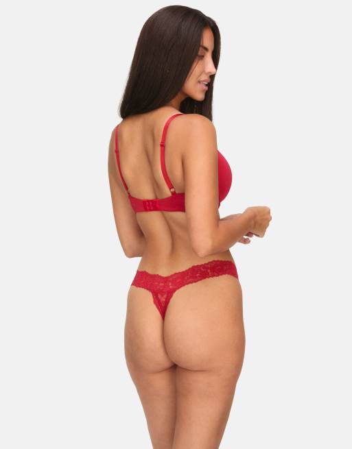 Hunkemöller – Wattierter Bügel-BH in Rot mit tiefem Ausschnitt, 4 von 6