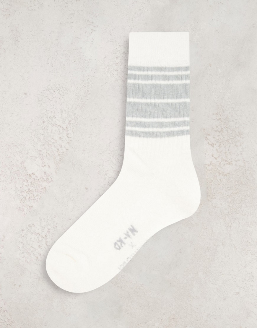 Hunkemoller X NA-KD logo cotton socks in white