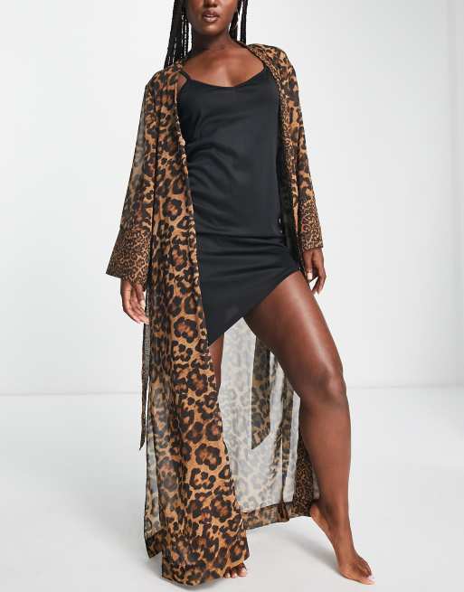 Hunkemoller X Nyakim Gatwech print | in kimono leopard maxi satin ASOS