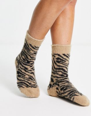 Hunkemoller Yara cosy socks in zebra print