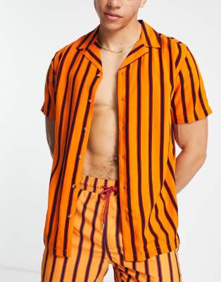 Hunky Trunks Hunky Trunks beach shirt in orange stripe