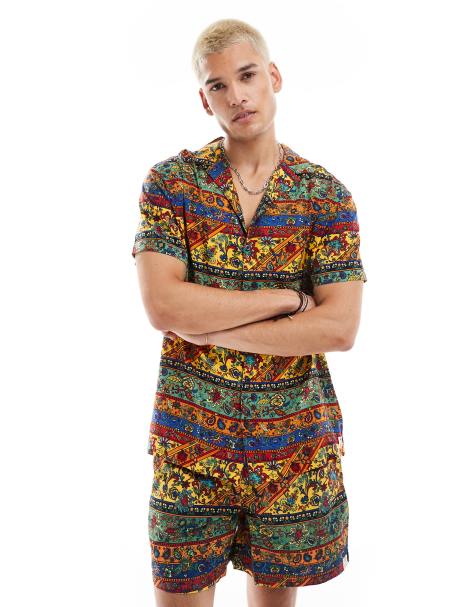 Hunky Trunks - Camicia da mare stampa cachemire multicolore in coordinato - view 1