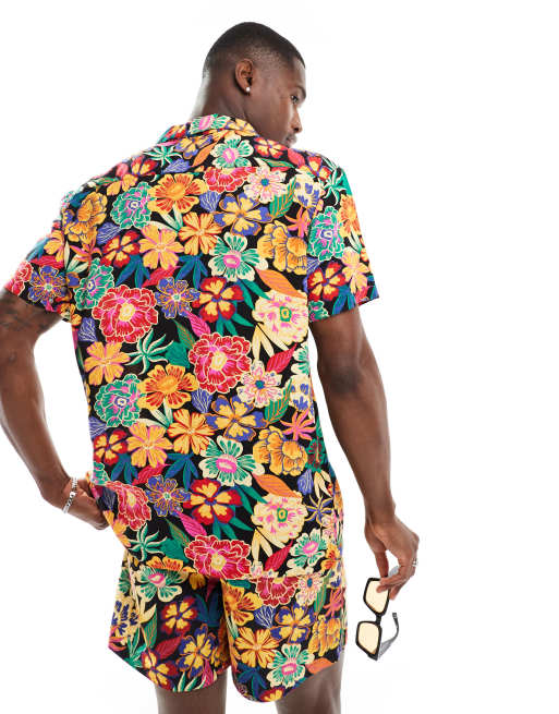 Hunky Trunks hawaii floral beach shirt in multi (part of a set) , 4 of 4