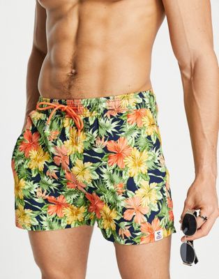 Hunky Trunks swim short in tropical floral print