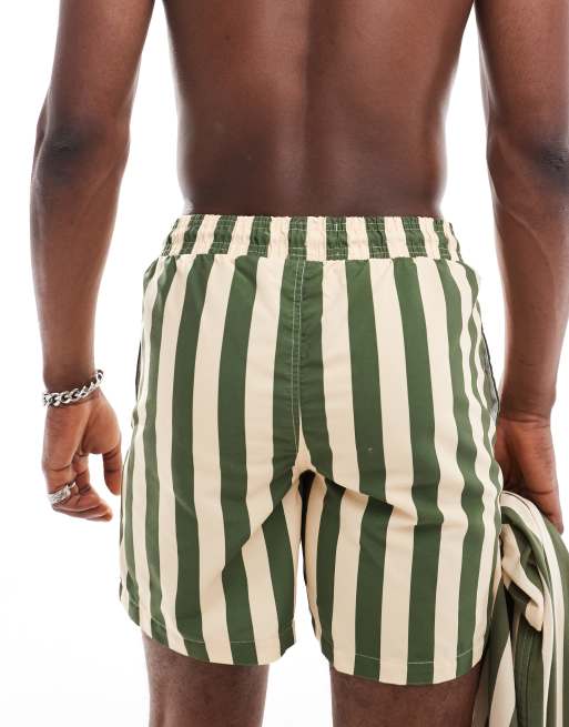 Hunky Trunks swim shorts co ord in khaki and cream stripe | ASOS