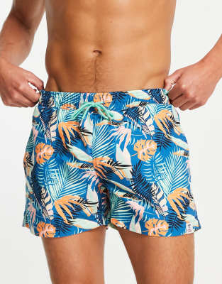 Hunky Trunks swim shorts in blue tropical print | ASOS