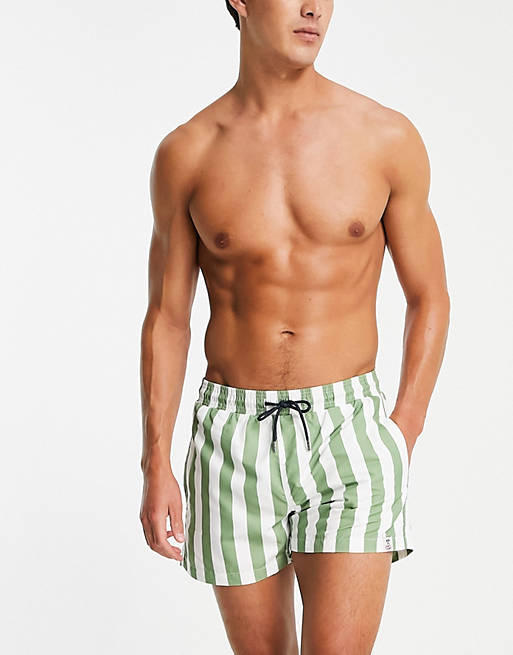 Hunky Trunks swim shorts in green stripe
