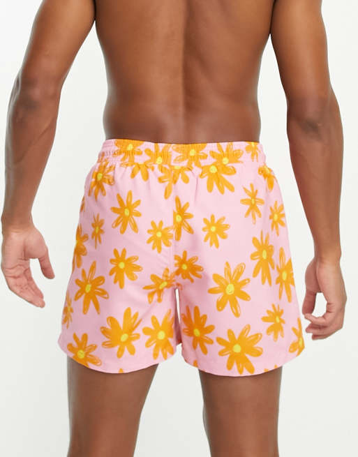 Swim Shorts in Orange Honeycomb Print – Budd London