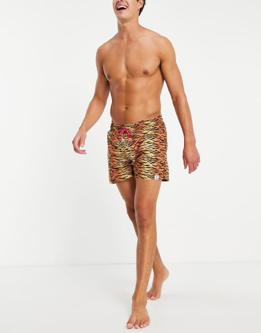 Tiger print sales swim shorts