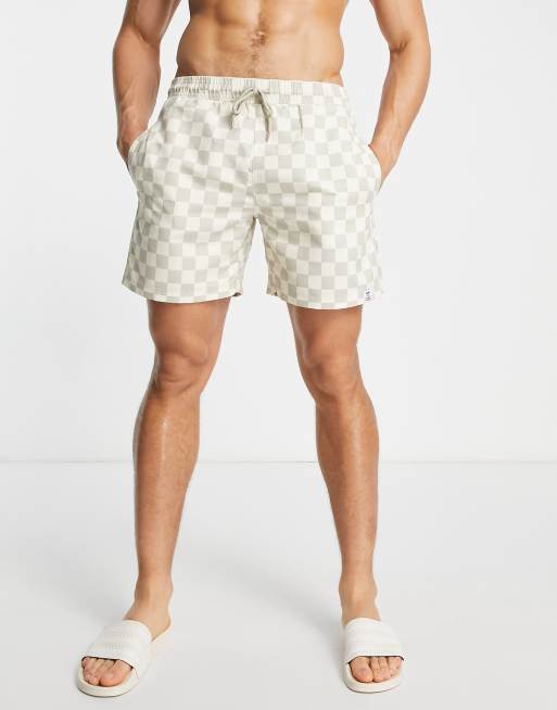 Hunky Trunks – Szare szorty kąpielowe w szachownicę, 4 z 4
