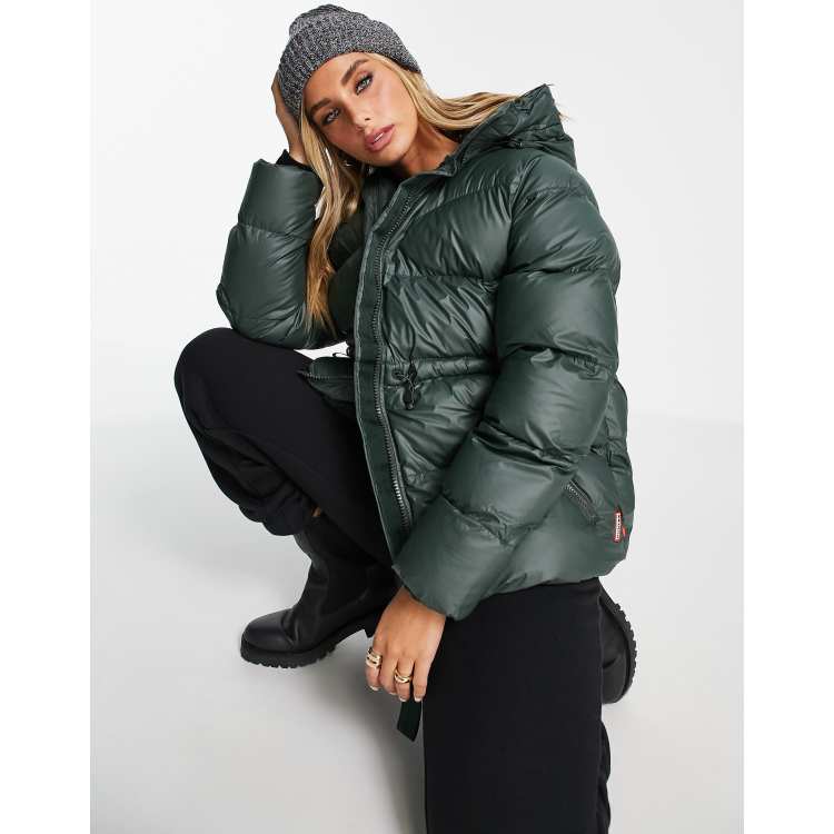 Hunter green store puffer coat