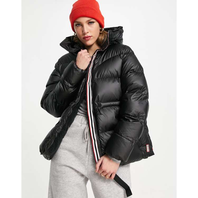 Hunter A-line puffer jacket in black | ASOS