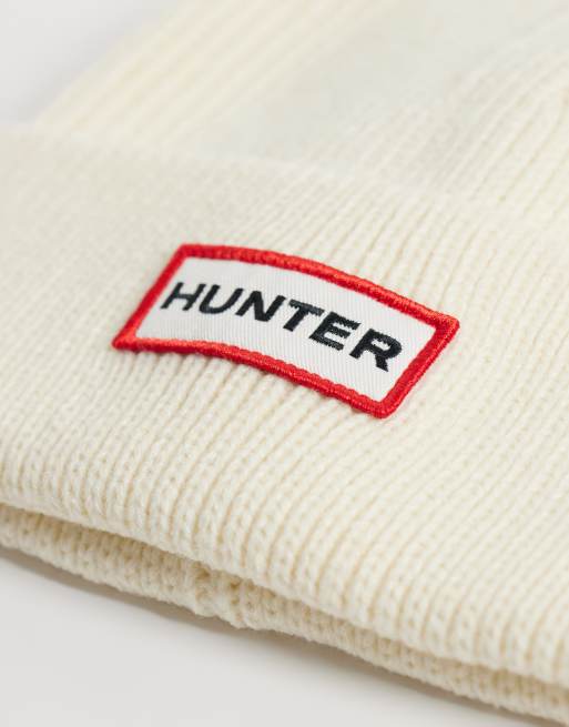 Hunter Acksley gebreide beanie in gebroken wit, 2 van 3