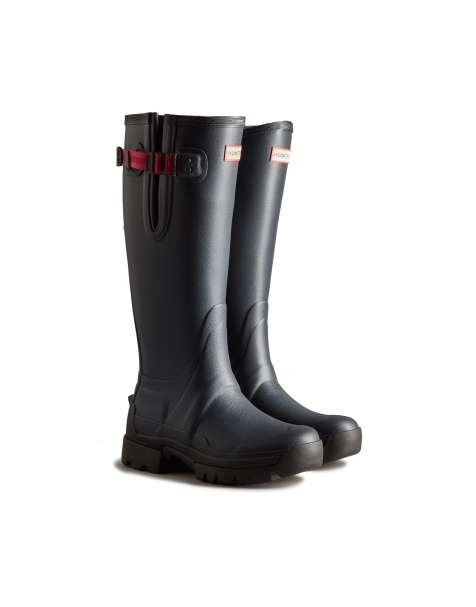 Hunter Balmoral adjustable neoprene lined wellington in navy - view 1