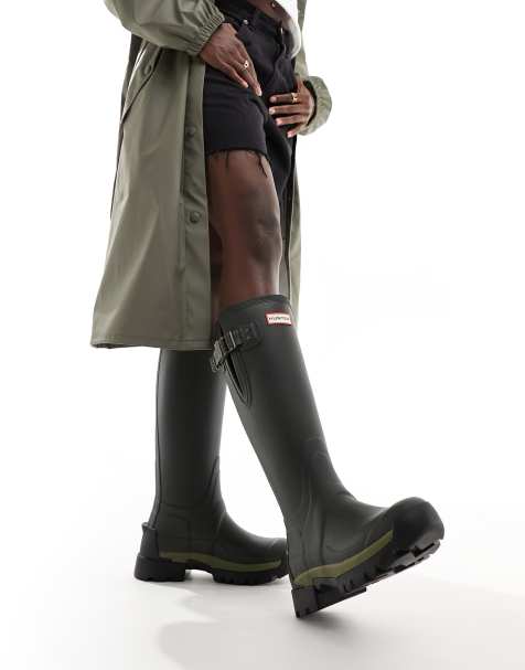 Hunter Balmoral adjustable wellington boot in dark green - view 1