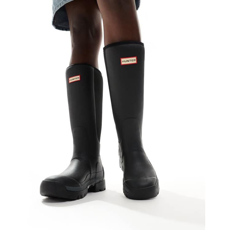 Hunter Balmoral hybrid tall wellies in black