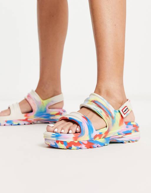 Hunter - Bloom Algae - Multifarvede sandaler i marmoreret skum